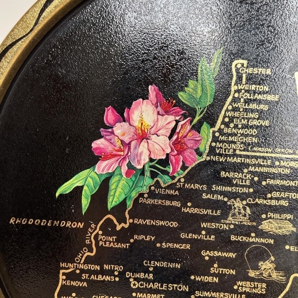 Vintage Kitschy Souvenir Metal Tray State of West Virginia - Picture 5 of 10